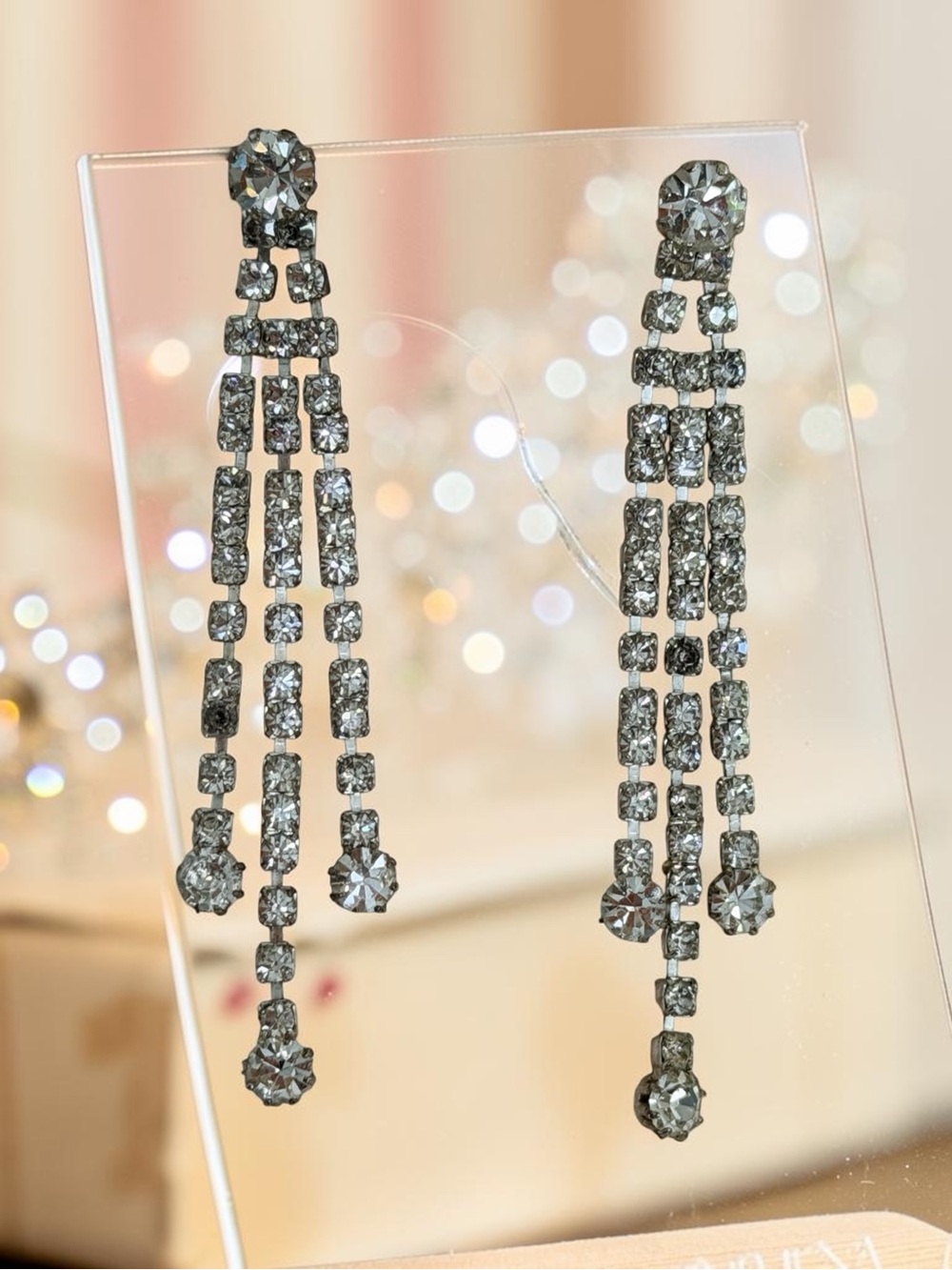Elegant Silver Crystal Dangle Earrings